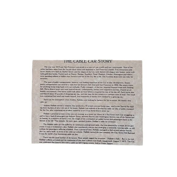 History of the San Francisco Trolly Cable Car Story 3 Framed Illustrations - Picture 7 of 7